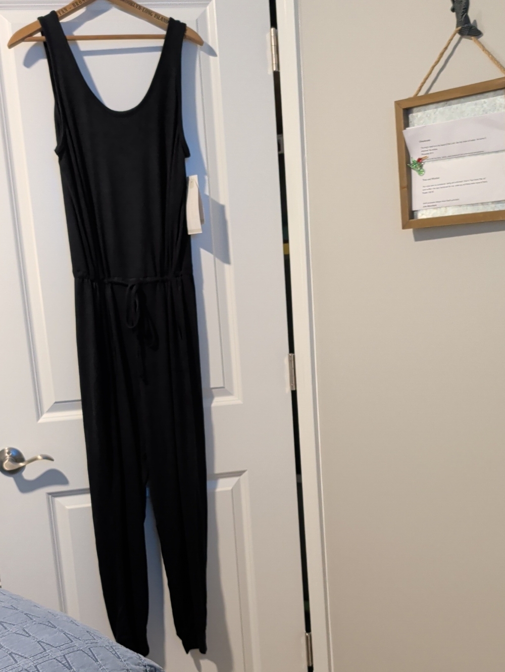 Sleeveless Black Drawstring-Waist Jumpsuit